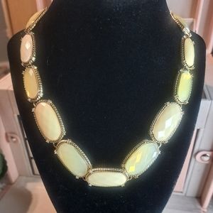 Vtg Dana Buchman Gold Tone Cream And Rhinestone Necklace 18"L